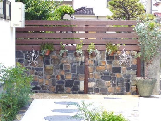 施工例 ナチュラル素材のおしゃれなデザイン塀 兵庫県高砂市