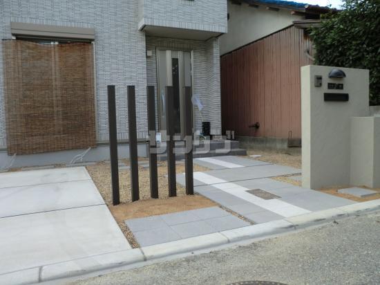 施工例 玄関 アプローチ 駐車場を色と形でデザイン 兵庫県姫路市